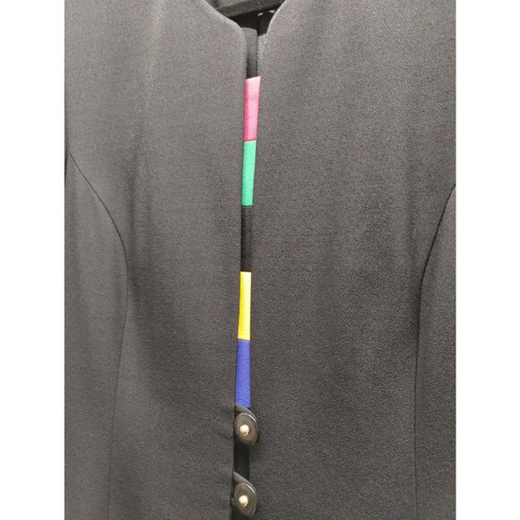 Vintage Julian Taylor Size 12 Black Color Block Shoulder Pads Structured Dress - Picture 4 of 7